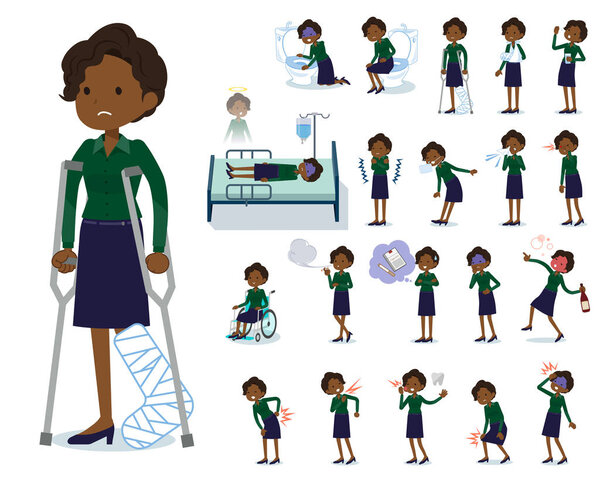 A set of women with injury and illness.There are actions that express dependence and death.It 's vector art so it' s easy to edit
.