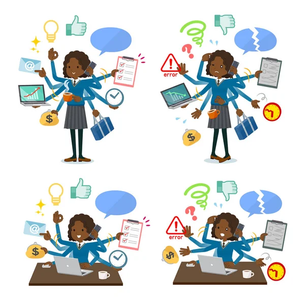 Set School Girl Who Perform Multitasking Office Things Smoothly Pattern — Stock Vector