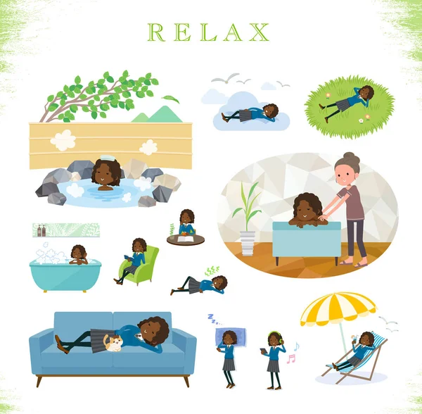 Ensemble Fille École Sur Relaxing Sont Des Actions Telles Que — Image vectorielle