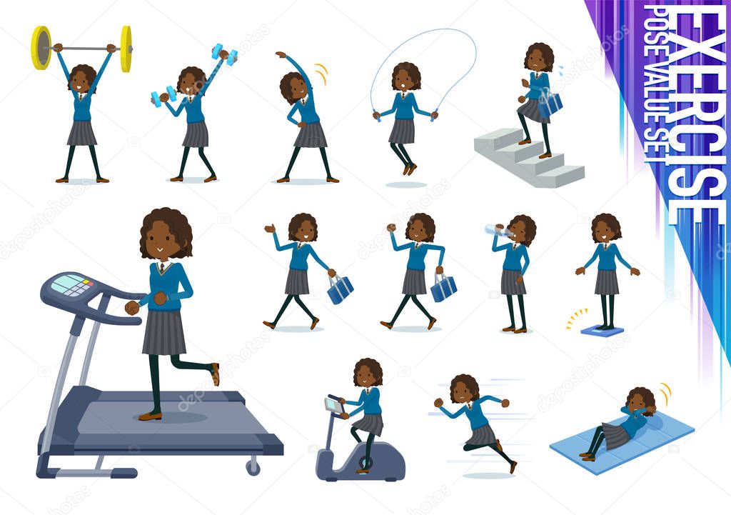 A set of school girl on exercise and sports.There are various actions to move the body healthy.It's vector art so it's easy to edit.