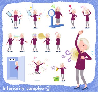 Yaşlı kadınlar Tarih aşağılık kompleksi kümesi. Acı koku ve görünümü eylem vardır. Böylece düzenlemek kolaydır vektör sanat değil.