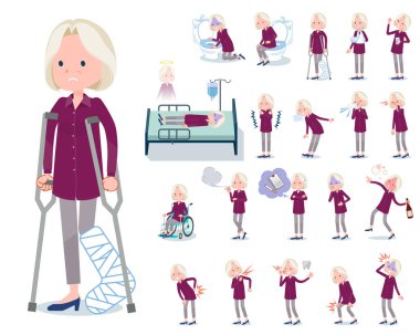 Yaşlı kadınlarla yaralanma ve hastalık kümesi. Bağımlılık ve ölüm hızlı eylem vardır. Böylece düzenlemek kolaydır vektör sanat değil.