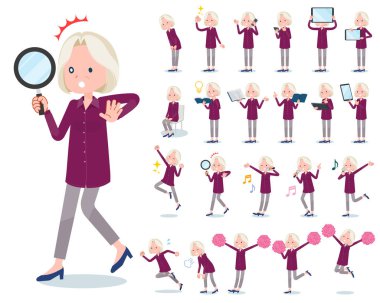 Yaşlı kadınlar gibi akıllı telefonlar dijital ekipman ile bir dizi. Duyguları ifade eylem vardır. Böylece düzenlemek kolaydır vektör sanat değil.