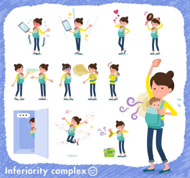 Bir dizi üzerinde aşağılık kompleksi bir bebek tutan kadın. Acı koku ve görünümü eylem vardır. Böylece düzenlemek kolaydır vektör sanat değil.