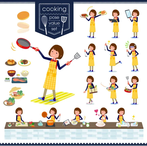 Una Serie Donne Sulla Cucina Sono Azioni Che Stanno Cucinando — Vettoriale Stock