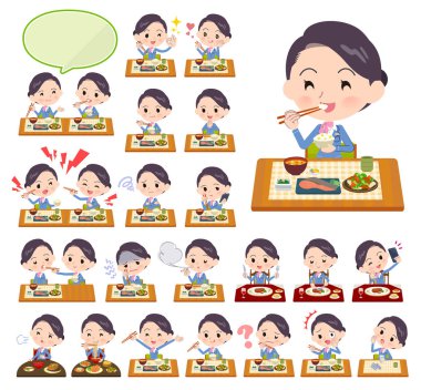 Kadınlar yemek hakkında bir dizi. Japon ve Çin mutfağı, ve benzeri Batı tarzı yemekleri. Böylece düzenlemek kolaydır vektör sanat değil.