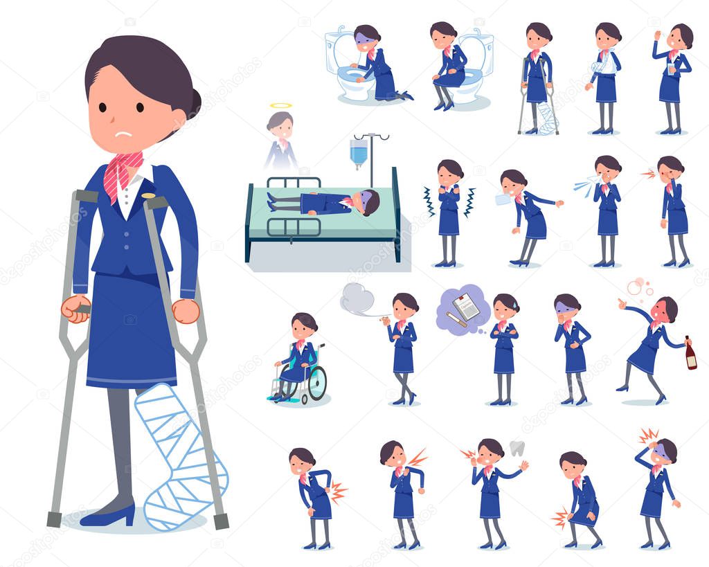 A set of women with injury and illness.There are actions that express dependence and death.It's vector art so it's easy to edit.