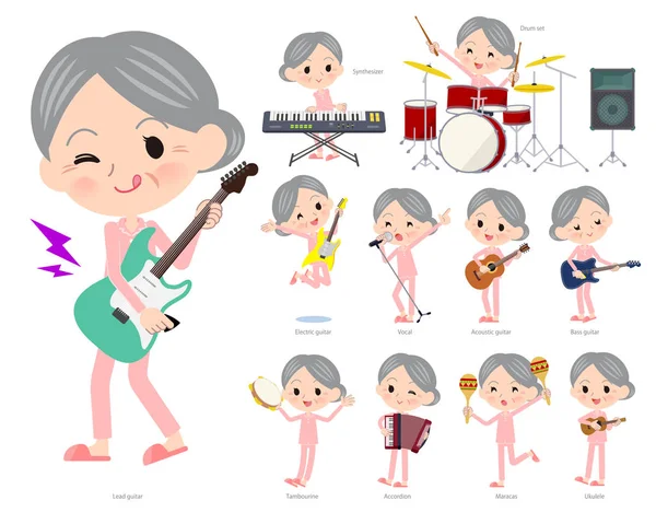 Sada Starší Ženy Hrají Rock Roll Pop Music Existují Také — Stockový vektor