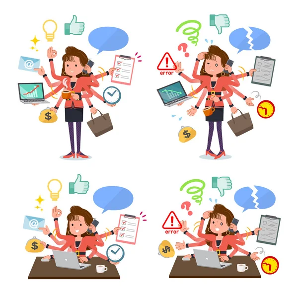 Set Women Dress Who Perform Multitasking Office Things Smoothly Pattern — Stock Vector