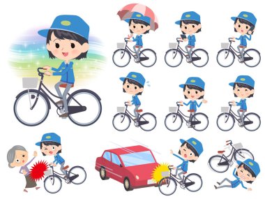 Bir dizi teslim kadınlar bir şehir döngüsü sürme. Eylem görgü ve sorunları vardır. Böylece düzenlemek kolaydır vektör sanat değil.