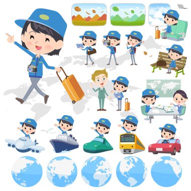 Bir dizi teslim kadınlar seyahat. Tekneler ve uçaklar gibi araçlar da vardır. Böylece düzenlemek kolaydır vektör sanat değil.