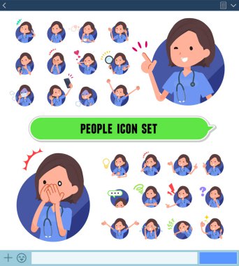 Cerrahi doktor kadınlarla bir dizi Sns ekrandaki çeşitli duygular ifade eder. Sevinç ve üzüntü gibi duyguların varyasyon vardır. Böylece düzenlemek kolaydır vektör sanat değil.