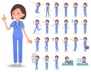 Kim çeşitli duygular ifade ile cerrahi doktor kadın kümesi. İşyerleri ve kişisel bilgisayarlar ile ilgili eylem vardır. Böylece düzenlemek kolaydır vektör sanat değil.