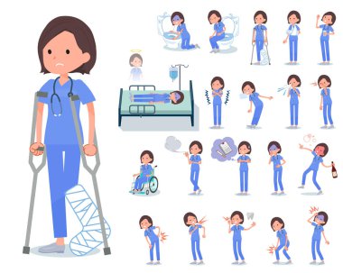 Cerrahi doktor kadınlarla yaralanma ve hastalık kümesi. Bağımlılık ve ölüm hızlı eylem vardır. Böylece düzenlemek kolaydır vektör sanat değil.