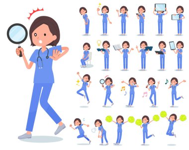 Bir dizi akıllı telefonlar gibi dijital ekipman kadınlarla cerrahi doktor. Duyguları ifade eylem vardır. Böylece düzenlemek kolaydır vektör sanat değil.