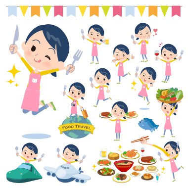 Çocuk bakıcısı kadınlar gıda olayları kümesi. Bir çatal ve kaşıkla ve eğlenceli yaşıyorsanız eylem vardır. Böylece düzenlemek kolaydır vektör sanat değil.