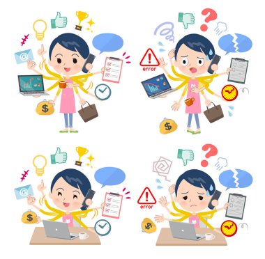 Ofiste çoklu görevler gerçekleştiren çocuk bakıcısı kadınlar kümesi. Sorunsuz yapmam gerekenler ve bu panik içinde bir desen vardır. Böylece düzenlemek kolaydır vektör sanat değil.