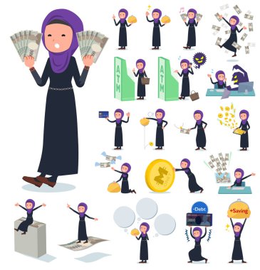 Para ve ekonomi ile ilgili ile hijab giyen kadınlar kümesi. Ayrıca başarı ve başarısızlık eylemleri vardır. Böylece düzenlemek kolaydır vektör sanat değil.