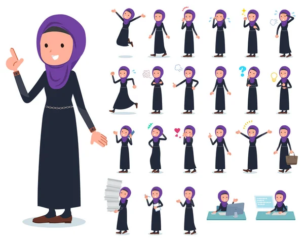Conjunto Mujeres Que Usan Hijab Con Las Que Expresan Diversas — Vector de stock