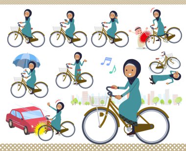 Eski bir şehir döngüsü sürme hijab giyen kadınlar kümesi. Eylem görgü ve sorunları vardır. Böylece düzenlemek kolaydır vektör sanat değil.