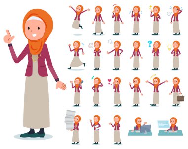 Kim çeşitli duygular ifade ile hijab giyen kadınlar kümesi. İşyerleri ve kişisel bilgisayarlar ile ilgili eylem vardır. Böylece düzenlemek kolaydır vektör sanat değil.