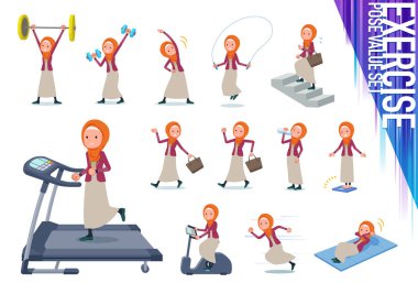 Egzersiz ve spor hijab giyen kadınlar kümesi. Sağlıklı vücut taşımak için çeşitli eylemler vardır. Böylece düzenlemek kolaydır vektör sanat değil.