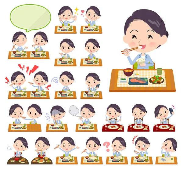 Ensemble Femmes Scientifiques Sur Les Repas Cuisine Japonaise Chinoise Plats — Image vectorielle