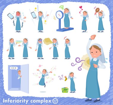 Aşağılık kompleksi Rahibe kadın kümesi. Acı koku ve görünümü eylem vardır. Böylece düzenlemek kolaydır vektör sanat değil.