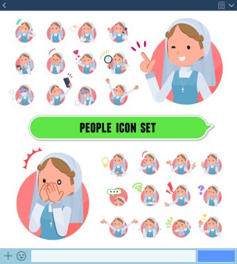 Rahibe kadınlar ile bir dizi Sns ekrandaki çeşitli duygular ifade eder. Sevinç ve üzüntü gibi duyguların varyasyon vardır. Böylece düzenlemek kolaydır vektör sanat değil.