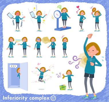 Aşağılık kompleksi üzerinde spor giyim kadınlarda kümesi. Acı koku ve görünümü eylem vardır. Böylece düzenlemek kolaydır vektör sanat değil.