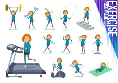 Egzersiz ve spor spor giyim kadınlarda kümesi. Sağlıklı vücut taşımak için çeşitli eylemler vardır. Böylece düzenlemek kolaydır vektör sanat değil.