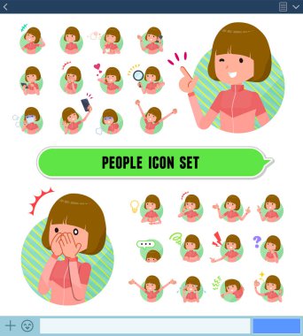 Bir dizi spor ile kadınlarda Sns ekrandaki çeşitli duygular ifade eder. Sevinç ve üzüntü gibi duyguların varyasyon vardır. Böylece düzenlemek kolaydır vektör sanat değil.