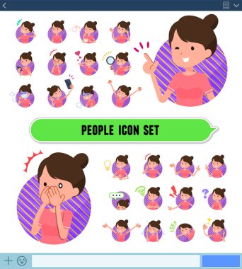 Bir dizi spor ile kadınlarda Sns ekrandaki çeşitli duygular ifade eder. Sevinç ve üzüntü gibi duyguların varyasyon vardır. Böylece düzenlemek kolaydır vektör sanat değil.