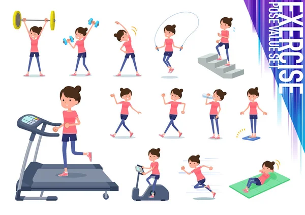 Ensemble Femmes Vêtements Sport Sur Exercice Les Sports Différentes Actions — Image vectorielle