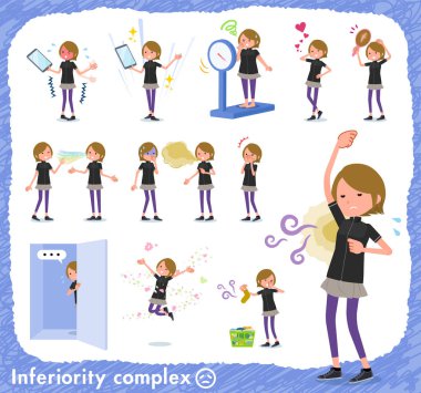 Aşağılık kompleksi üzerinde spor giyim kadınlarda kümesi. Acı koku ve görünümü eylem vardır. Böylece düzenlemek kolaydır vektör sanat değil.