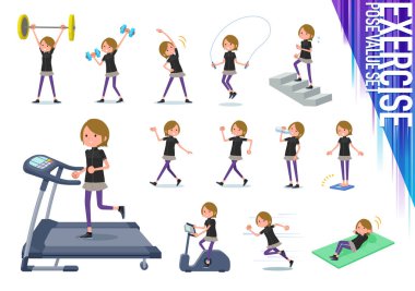 Egzersiz ve spor spor giyim kadınlarda kümesi. Sağlıklı vücut taşımak için çeşitli eylemler vardır. Böylece düzenlemek kolaydır vektör sanat değil.