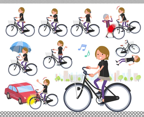 Uppsättning Kvinnor Sportkläder Rider City Cykel Det Finns Åtgärder Seder — Stock vektor