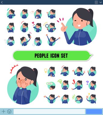 Bir dizi spor ile kadınlarda Sns ekrandaki çeşitli duygular ifade eder. Sevinç ve üzüntü gibi duyguların varyasyon vardır. Böylece düzenlemek kolaydır vektör sanat değil.