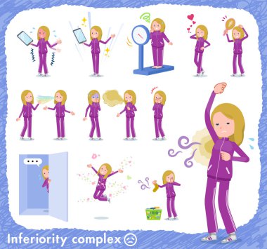 Aşağılık kompleksi üzerinde spor giyim kadınlarda kümesi. Acı koku ve görünümü eylem vardır. Böylece düzenlemek kolaydır vektör sanat değil.