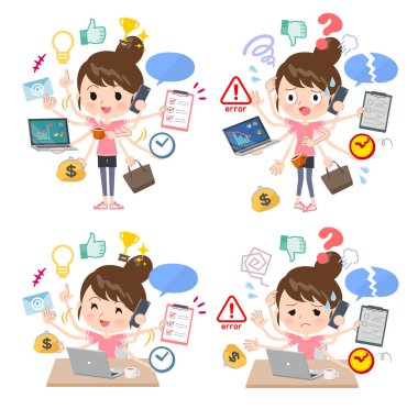 Ofiste çoklu görevler gerçekleştiren spor giyim kadınlarda kümesi. Sorunsuz yapmam gerekenler ve bu panik içinde bir desen vardır. Böylece düzenlemek kolaydır vektör sanat değil.