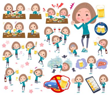 Alkol ile ilgili spor giyim kadınlarda kümesi. Bir canlı görünüm ve başarısızlık alkol hakkında ifade eylem vardır. Böylece düzenlemek kolaydır vektör sanat değil.