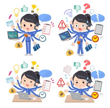 Ofiste çoklu görevler gerçekleştiren spor giyim kadınlarda kümesi. Sorunsuz yapmam gerekenler ve bu panik içinde bir desen vardır. Böylece düzenlemek kolaydır vektör sanat değil.