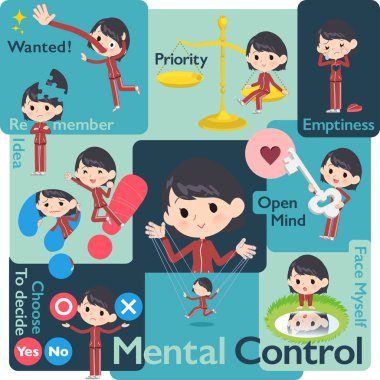 Duyguları kontrol spor giyim kadınlarda kümesi. Resim resimler öz duygu ifade çeşitli. Böylece düzenlemek kolaydır vektör sanat değil.