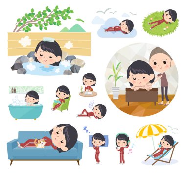 Rahatlatıcı hakkında spor giyim kadınlarda kümesi. Tatil ve stres kabartma gibi eylemler vardır. Böylece düzenlemek kolaydır vektör sanat değil.