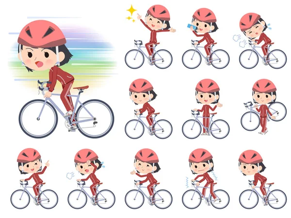 A set of women in sportswear on a road bike.There is an action that is enjoying.It's vector art so it's easy to edit.