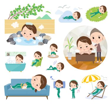 Rahatlatıcı hakkında spor giyim kadınlarda kümesi. Tatil ve stres kabartma gibi eylemler vardır. Böylece düzenlemek kolaydır vektör sanat değil.