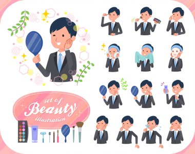Bir grup işadamı güzellik. Cilt Bakımı ve makyaj gibi çeşitli eylemler vardır. Böylece düzenlemek kolaydır vektör sanat değil.