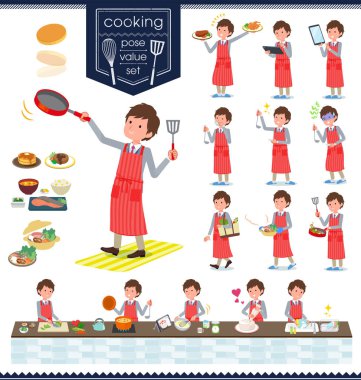 Bir grup işadamı pişirme hakkında. Mutfakta çeşitli şekillerde yemek eylem vardır. Böylece düzenlemek kolaydır vektör sanat değil.