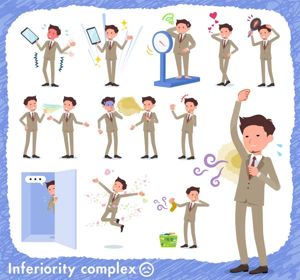 Aşağılık kompleksi üzerinde işadamı kümesi. Acı koku ve görünümü eylem vardır. Böylece düzenlemek kolaydır vektör sanat değil.
