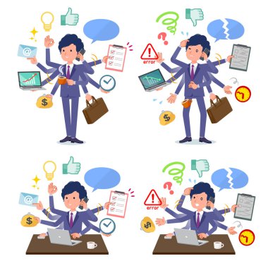 Ofiste çoklu görevler gerçekleştiren iş adamı grubu. Sorunsuz yapmam gerekenler ve bu panik içinde bir desen vardır. Böylece düzenlemek kolaydır vektör sanat değil.